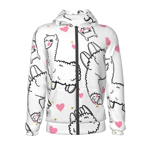 Alpacas and Hearts Kid Hoodies Boys Zip Up Sweatshirts Girls Pullover with Pocket2
