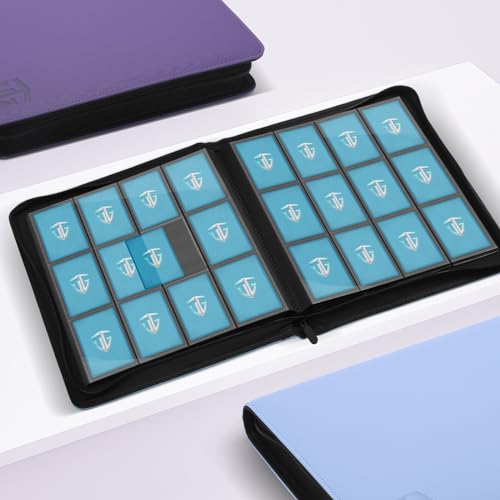 Image of 12 Pockets Trading Card Zipper Binder for 720 Cards| Secure Side Loading Pockets | Trading Card Album Folder | Compatible with YuGiOh, MTG,Sports Cards (Purple 12)