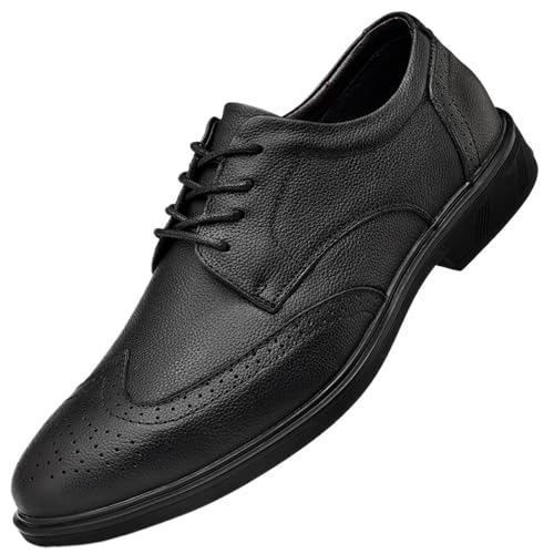 Mens Lace up Fashion Brogue Pattern Spliced Vintage Suede Leather Dress Shoes Comfortable Soft Sole Casual Oxford Shoes4