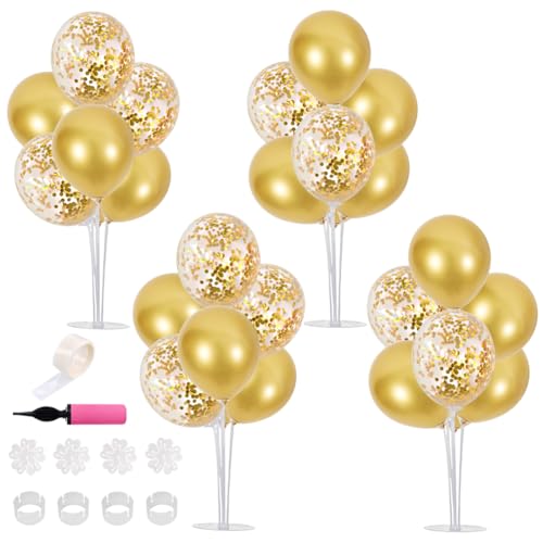 Balloon Stand Kit 2 Sets with 16 Gold Balloons, BEISHIDA Balloons Holder for Table, Birthday, Wedding, Graduation, Party Decorations (The product is for ages 18 and up only)