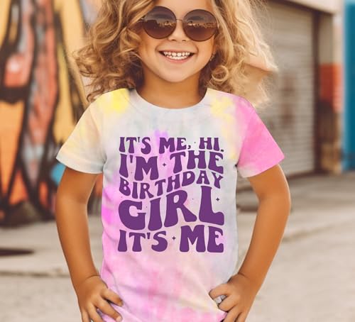 Image of LOTUCY Birthday Girl Outfit for Kids Its Me Hi Im The Birthday Girl Shirt | Birthday Party TopsToddler Kid Girls Tie Dye T-Shirt B-Day Gifts