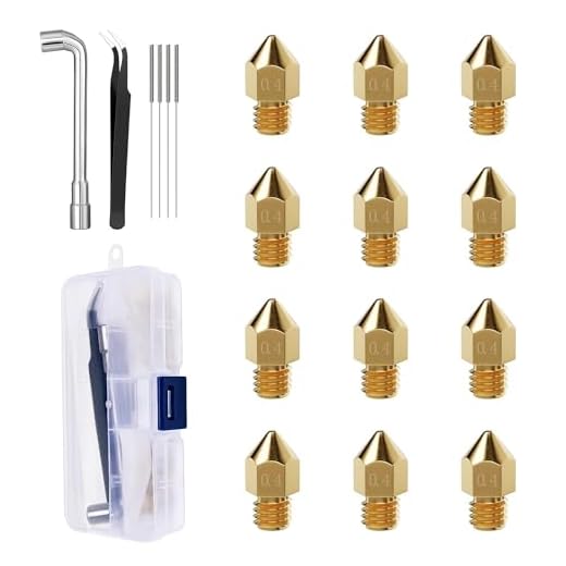 0.4mm MK8 Brass Nozzles 12pcs, 3D Printer 1.75mm Filament Hot End Nozzles for Creality Ender 3, Ender 3 Pro, Ender 3 Max, 5 Pro, Ender 3 S1, Ender 3 Neo, CR 10 Series, Neptune 3 Series 3D Printer