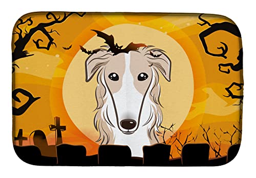 Caroline's Treasures BB1786DDM Halloween Borzoi Dish Drying Mat Absorbent Dish Drying Mat Pad for Kitchen Counter Dish Drainer Mat for Countertop, 14 x 21", Multicolor