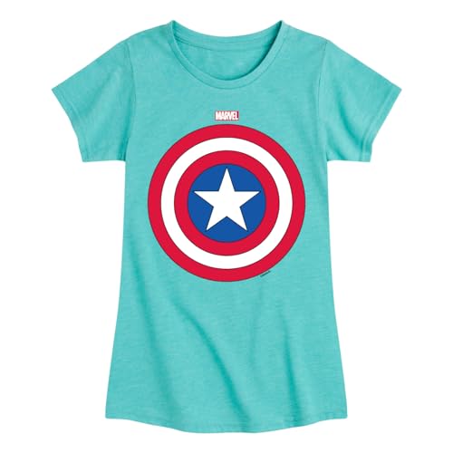 Marvel Captain America - Logo Shield - Toddler and Youth Girls Fitted Short Sleeve Graphic T - Shirt