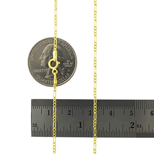 Nuragold 10K Yellow Gold 2Mm Figaro Chain Link Pendant Necklace, Womens Mens Jewelry 16" 18" 20" 22" 24" 26" - Real Gold Jewelry #TOP2