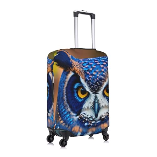 Blue Owl Print Travel Elastic Suitcase Luggage Baggage Cover Protector, Washable And Anti-Scratch3