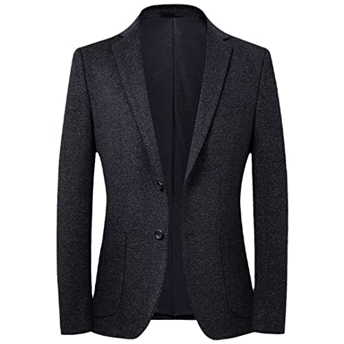 Autumn Winter Men Casual Blazer Jacket Woolen Slim Fit Solid Suit Coat