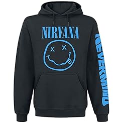 Nirvana Nevermind Smile Homme Sweat-Shirt à Capuche Noir Regular/Coupe Standard - Les Beatles, Paul McCartney, John Lennon, RIngo Starr, George Harrison