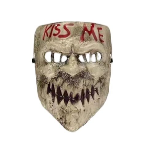 Wildarms Playful KISS ME Skull Halloween Mask - Glow in The Dark Skeleton Face with Red Text, Gothic Party Decoration (Kiss Me Skull, 1)