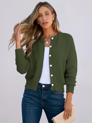 Caracilia Cardigan Sweaters for Women Cropped Open Front Tweed Knit Button Down Dressy Casual Jacket 2025 Spring Outwear2