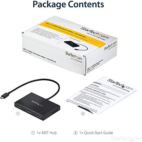 Image of StarTech USB-C to 3x HDMI MST Hub, Triple 1080p 60Hz, Dual 4K 30Hz | 3-port HDMI laptop display extender and splitter, DP Alt Mode 1.2 HBR2 MST, Thunderbolt USB4 compatible, Windows only