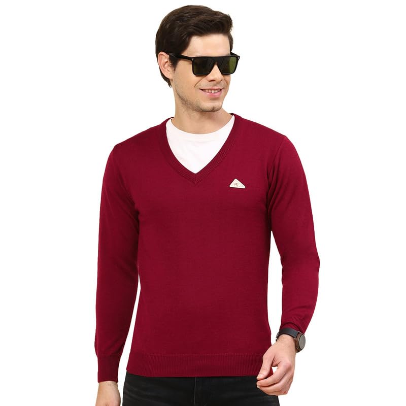 Image of Monte Carlo Shell Solid V Neck Pullover | Warm Woolen Pullover for Men | Soft Comfortable Knitted Winter Wear Sweater for Men's