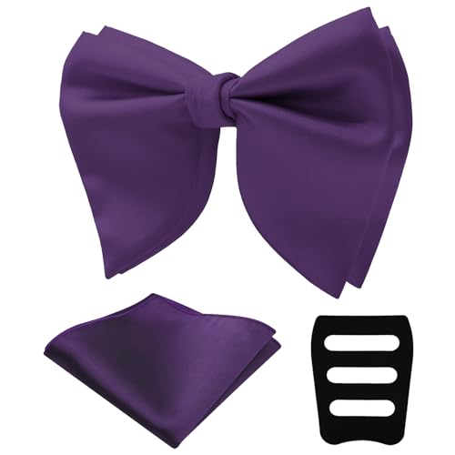 Image of Mens Bow Tie Pre Tied Oversized Bow Ties for Men Satin Bowties for Tuxedo Wedding Party Banquet