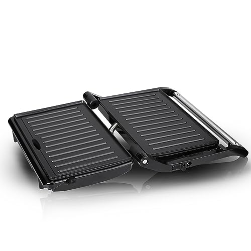 RUYICZB Sandwich Panini Maker, Griglia Elettrica Tostapane Piastra Bistecchiera Elettrica con Rivestimento Antiaderente, Grill Elettrico con Apertura Fino A 180º, Indicatore Luminosa