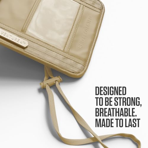 Image of VENTURE 4TH Neck Wallet for Women & Men - RFID Blocking Passport Holder for Travel, Hidden Neck Pouch with 6 Compartments, Slim Lightweight Travel Organizer with Adjustable Strap, Durable Nylon, Sleek