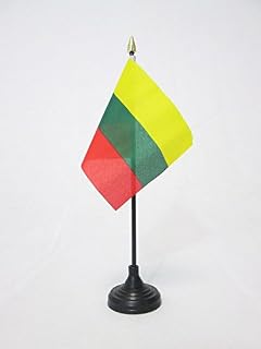 AZ FLAG Lithuania Table Flag 4'' x 6'' - Lithuanian Desk Flag 15 x 10 cm - golden spear top
