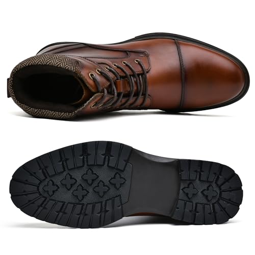 Mens Casual Chukka Dress Boots - High Top Comfortable Leather Oxford Ankle Boot Combat Motorcycle Winter Shoes for Men4