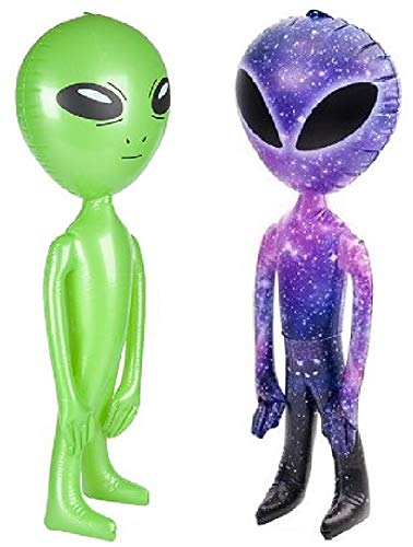 36 Inch Alien Inflates 2 Pack Inflate Bundle Galaxy Big Eye and Green UFO Aliens