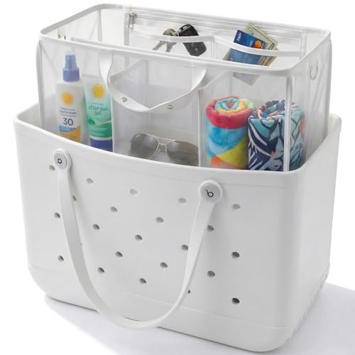 LETGO Beach Bag Organizer Compatible with X Large Bogg Bag Accessories Inserts,Lightweight Mesh Insert Divider Pouch for Original XL Bogg Bags,Beach Tote Bags Insert,White,X-Large