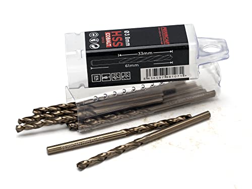 Ferrcan HSS Metallbohrer DIN338 M35 5% Kobalt zum Bohren in Edelstahl, Eisen und anderen Metallen Packung mit 10 Stück pro Maß (3mm)