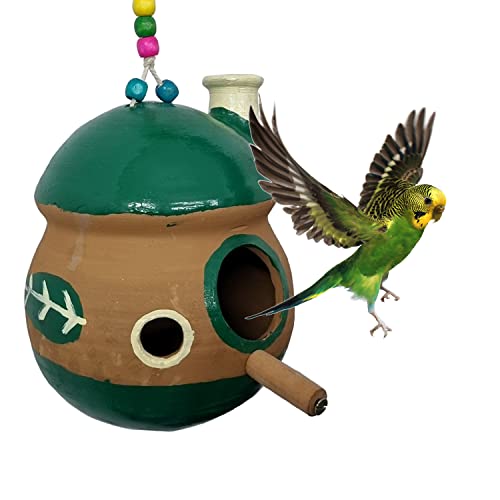 Image of Jainsons Pet Products Handmade Earthenware Bird Nest Bird House Breeding House for Sparrow, Budgies and Finches Eco Friendly for Garden Balcony Hanging