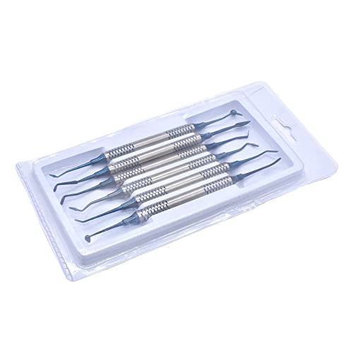 6 Pcs Resin Aesthetic Repair Kit Dental Instrument Composite Resin Filling Spatula Titanium Plated Head Filler Thick Handle Restoration Set #TOP5