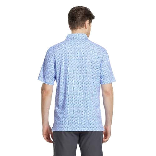 Image of M MAELREG Mens Golf Shirt Short Sleeve Dry Fit Print Moisture Wicking Performance Patterns Collared Polo Shirt