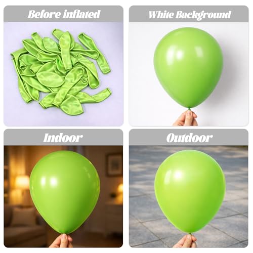 Image of Voircoloria 130pcs Lime Green Balloons Different Sizes 18 inch 12 inch 10 inch 5 inch Light Green Balloons for Birthday Dinosaur Baby Shower St. Patrick's Day Summer Jungle Forest Safari Party Decorations