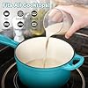 1 Qt & 2 Qt Sauce Pan Sets, Leonyo Enameled Cast Iron Sauce Pan with Lid, Small Saucepan Cast Iron Dutch Oven Kitchen Cookware for All Cooktops Cooking Pasta, Milk, Oatmeal - Up to 500°F, Lake Green #4