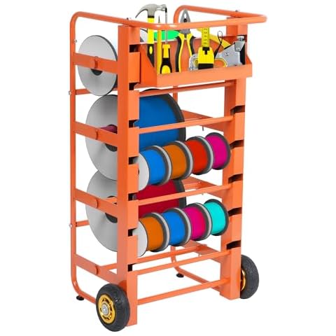 ikare Wire Spool Rack, Cable Caddy Heavy Duty Multi-Spool Wire Rack Dispenser with Wheel, Electrical Wire Spool Holder with Storage Tray for Wiring Storage and Electrical Industrial, 300 lbs Capacity Cover