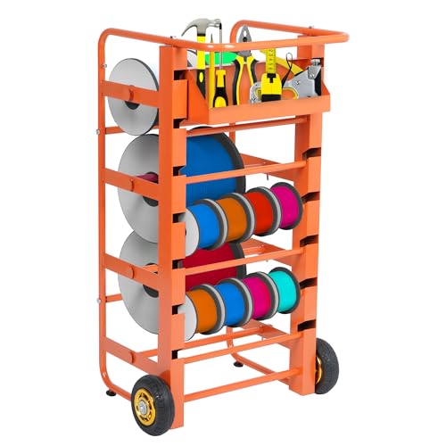 Carrito con 11 varillas para carrete de alambre y organizador de cables móvil