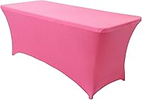 Vista 78 de Obstal Funda de mesa de elastano elástica de 4 pies para mesas plegables estándar, paquete de 2 manteles rectangulares universales ajustables