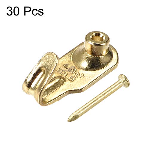 Image of uxcell Picture Hangers Photo Frame Hanging Hooks Kit w Nails for Wall Mounting Holds 10 lbs, 30Pcs
