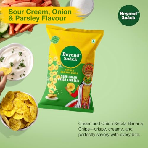 Image of Beyond Snack Nendran Kerala Banana Chips | Sour Cream Onion Parsley | Thin Crunchy Crispy Snack |300g (100g*3packs) (Pack of 3)