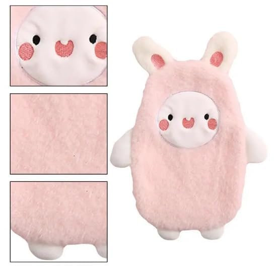 FYCAN Mini Size Cute Cartoon Designs Rubber + Plush Hot and Cold Winter Water Bag Bottle for Portable Heater Therapy Hand Warmer Kids Students Pocket Hot Bags Menstrual and Pain Hand-1-Multi (Green) 3