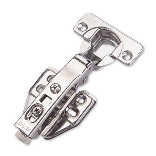 Soft-Close Hinges Stainless Steel, Cabinet & Furniture Hinges, Door Hinges for Wooden Doors, 35mm Standard Size Cup Hinge, for Wardrobe/Cupboard Doors – Removable(Full Overlay, 2pcs)