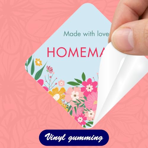 Image of Trifirt Homemade Diamond Shape Label Stickers | Self Adhesive Vinyl Labels for Homemade Food, Jars, Bottles, Bakery Boxes, Gift Packaging, Handmade Products & Small Business