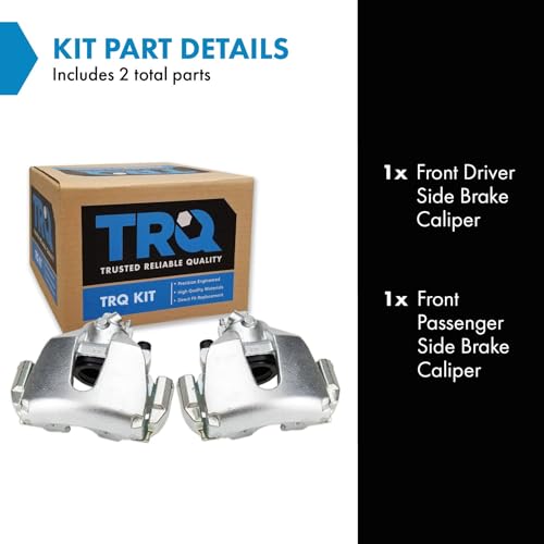 Image of TRQ Front Driver and Passenger Side Brake Caliper Set Caliper Brackets Hardware Compatible with 04-07 Mazda 3 06-07 5
