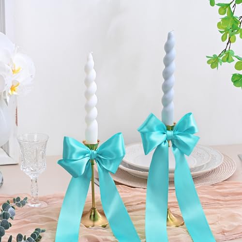 Image of 100 Yards Turquoise Green Satin Ribbon Polyester Ribbon for Gift Wrapping Very Suitable for Weddings Party Hair Bow Invitation Decorations and More（1-1 /2 inch X 50Yards X 2 Roll）