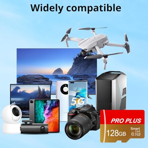 Image of TF Card 128GB with Adapter, High Speed Memory Card, UHS-I C10 A1 Memory TF Card for Tablet /Mobile Phone /Camera /Car Audio /Game Console (128, GB)
