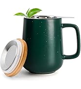 Happy Lemuro Tea Mug with Infuser and Lid - 17 oz Ceramic Mug with Lid - Tea Infuser Mug - Steepi...