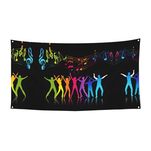 MINDBBDFJ Dance With Music Print Banners And Signs For Outdoor/Indoor,Personalized Banner Customizable Parties Halloween Banner (180x90cm)
