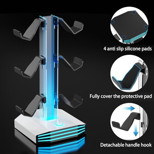 Organizador de equipo de juegos con 2 concentradores USB y soporte de auriculares 4