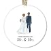 Bride & Groom Ornament 2019 First Christmas as Mr. & Mrs. 1st Married Christmas Bridal Shower Wedding Gift 3" Flat Circle Porcelain Ornament w Glossy Glaze, Gold Ribbon & Gift Box | OR00314 Taylor
