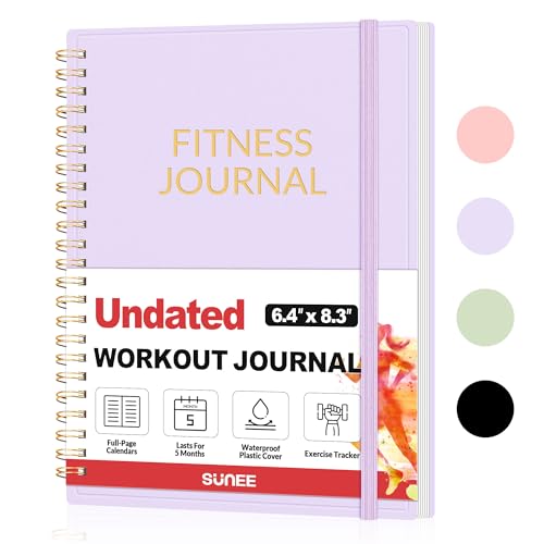 Fitness Journal Workout Planner for Women & Men, A5 (6.4" x 8.3") Workout Journal Log Book Planner Gift for Track Gym Essentials, Home Workouts, Track Progress, Achieve Wellness Goals, Purple