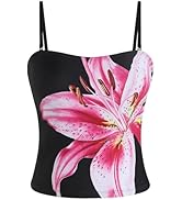 ZAFUL Women's Tankini Top Bandeau Tummy Control Strapless Bathing Suits Swim Top Only