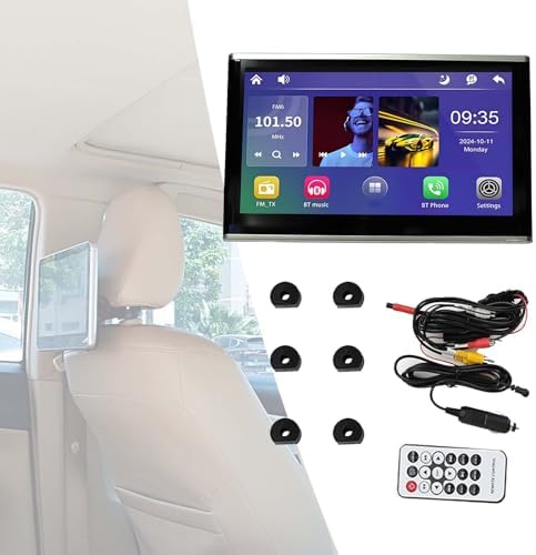 11.6" Car Headrest Monitor, 4K/1080P IPS Touchscreen, USB Video Player, Cordless Mirror Link, Built-in Speaker, Ambient Light for Rear Seat Entertainment System