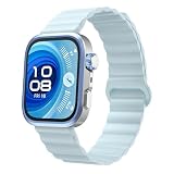 [SUIMUMU] シリコン バンド Huawei Watch Fit 4 Pro/Fit 5 Pro対応 交換ベルト 強力な磁気 波紋模様のデザイン Huawei Watch Fit 5/Fit 5 Pro用 防水防汗 軽量 柔らかい 長さ調節簡単クイックリリース ファーウェイウォッチ Fit4 Pro/Fit 4/Fit 3 対応 (アイランドブルー)