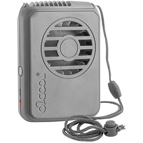 O2COOL Personal Travel Rechargeable Battery Powered Neck Cooling Fan, Single Pack (Gray) Cover