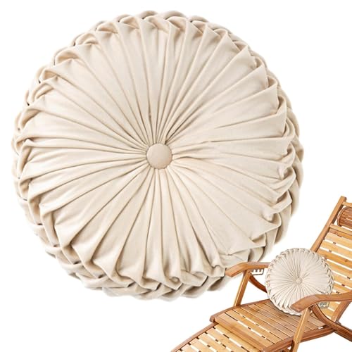 Generisch Rundes Bodenkissen - Kürbis-Samtkissen, Plissiertes rundes Kissen - Kürbis-Samtkissen, Plissiertes rundes Kissen für Zimmer, Büros, Sofa, Bett, Stuhl
